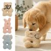 Crinkle Paper Dog Toys Stuffed Animal Chew Toy, Squeaky Plush Bear Bunny Interactive Soft Fleece Puppy Snuffle Toy with Center Hole for Small
