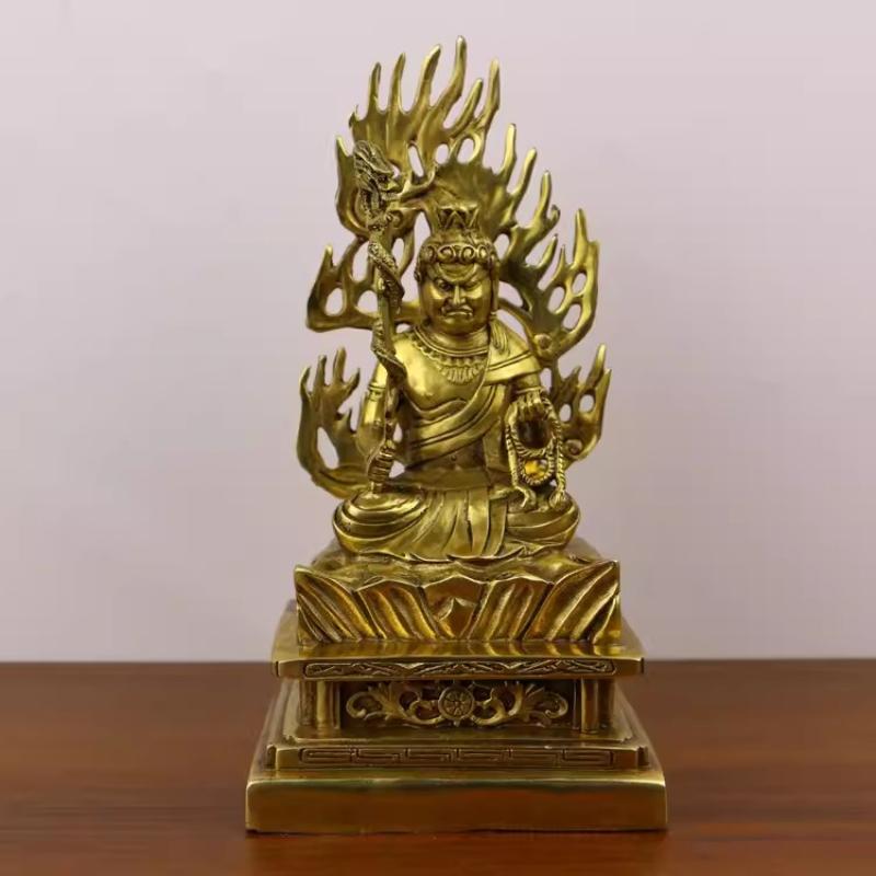 Feng Shui Lucky Copper Fudomyo Dzong Buddha Statue Home Living Decoration
