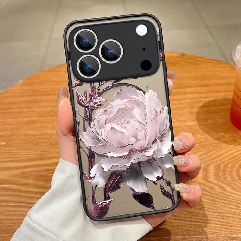 Colorful Flowers Pattern Case For iPhone 17 Pro Max Case iPhone 16 Pro Max 15 14 13 16E 17E Magnetic For Magsafe Hybrid Matte Cover