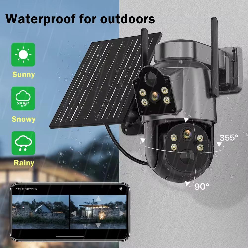 New 4k 8MP Solar Camera with 7800 MAh Battery Dual Lens WIFI IP Camera PIR Human Detection Night Vision Security Surveillance ICSEE