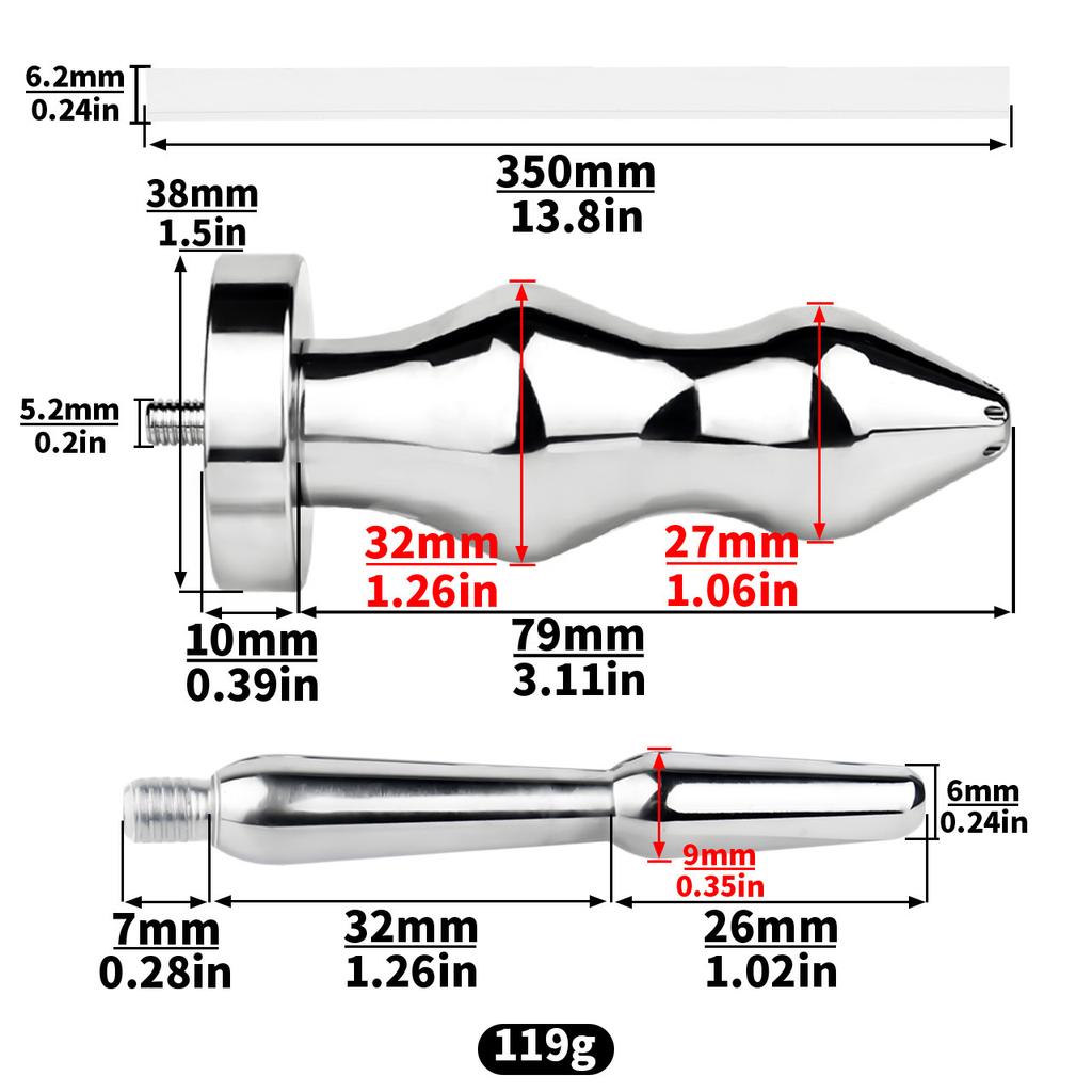Male Stainless Steel Prostate Massager Sounding Gay Bead-Style Anal Plug with Penis Sound Urethral Anal Insertion Toy