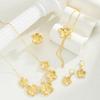 5pcs Vintage Elegant Gold Color Metal Flower Earrings Rings Bracelets Necklace Sets for Women Luxury Banquets Daily Wear Jewelry
