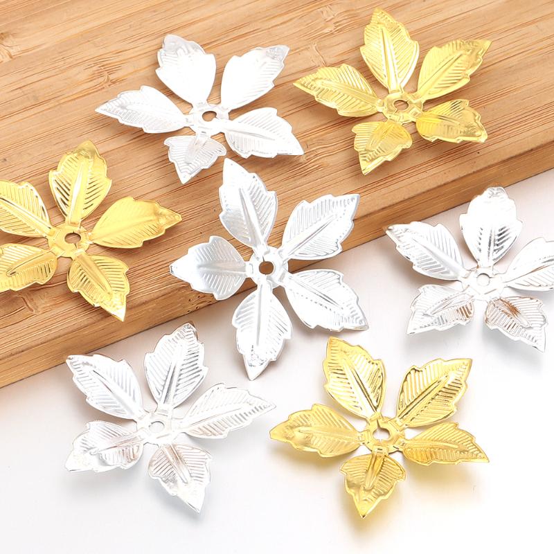 50Pcs Flowers Antique Filigree Wraps Connectors Pendant Beads Caps Charms For Diy Jewelry Accessories Findings Metal Crafts