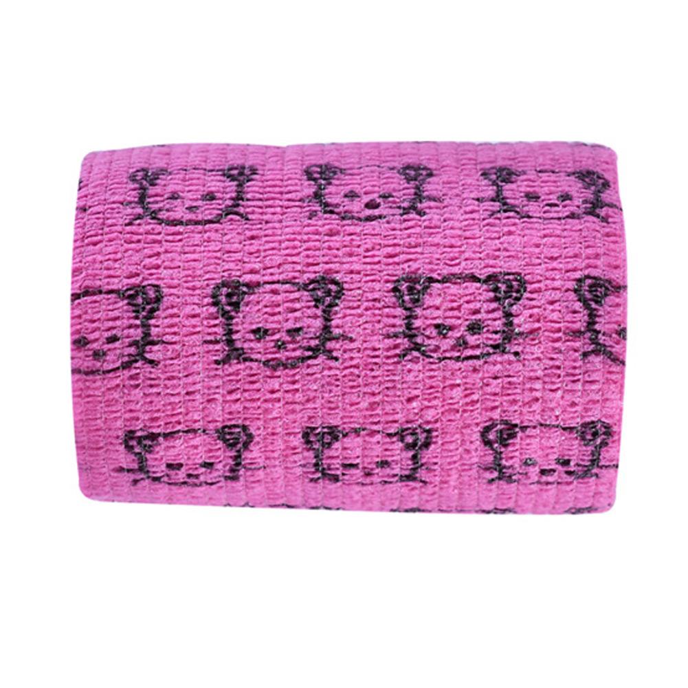 4 Stück Haustier Medizinischer Verband Erste Hilfe Selbstklebend Atmungsaktives Tape Hunde Verletzung Elastische Körperwickel rosarot Katze