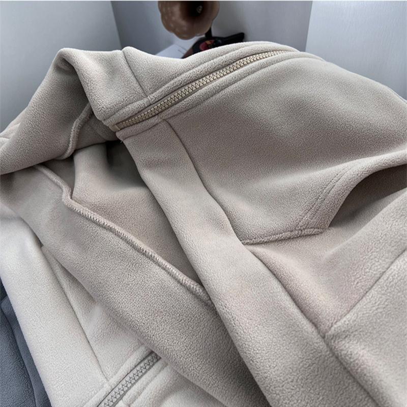 Double-sided Fleece Thermal Stand-up Neck Zipper Sweater Jacket Women's Autumn and Winter Fleece Loose Small Fleece Cardigan