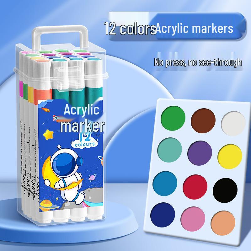 Children's Acrylic Watercolor Marker Set - Waterproof, Opaque, Overlapping Colors in Gift Box