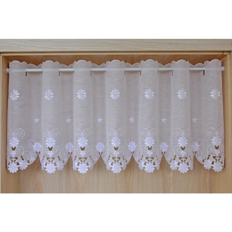 1pc Floral Embroidery Sheer Curtain Kitchen Bay Window Door Semi-shading for Home Door Decor, Coffee Curtain Without Pole