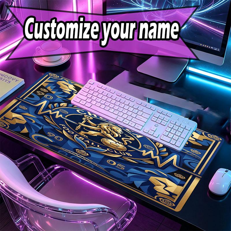 Custom Name Personalized Chelsea Football Club Pattern Mousepad, Laptop PC Desk Mat, Decorative Desk Mat for Home Keyboard Pad Gift