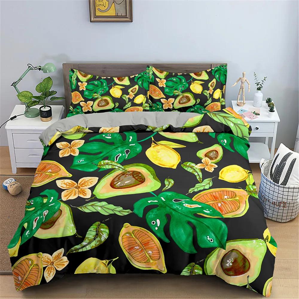 Lustige Avocado Bettwäsche-Sets Cartoon Niedliche Mädchen Jungen Teenager Polyester Bettwäsche-Sets Einzel Doppel Queen King Size Bettbezüge