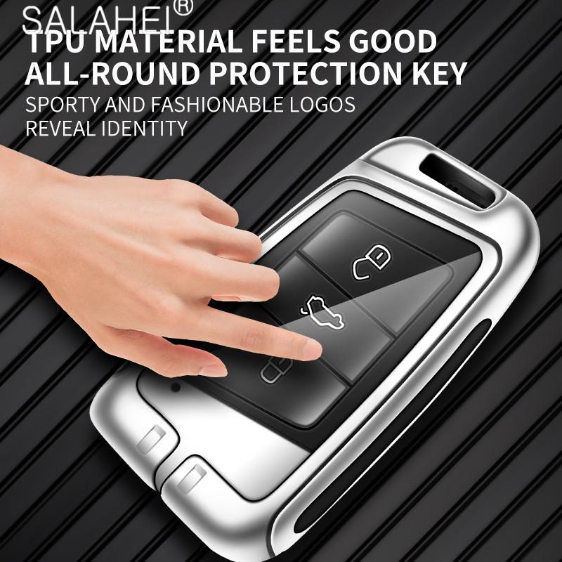 Zinc Alloy Leather Car Key Case Cover For Volkswagen VW Tiguan MK2 Magotan Passat B8 CC For Skoda Superb A7 Keychain Accessories