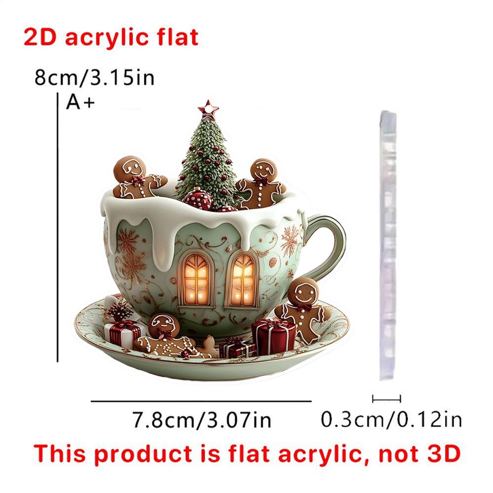 2D Christmas Tree Ornament igloo coffee cup pendant Christmas acrylic pendant car interior backpack Christmas tree pendant
