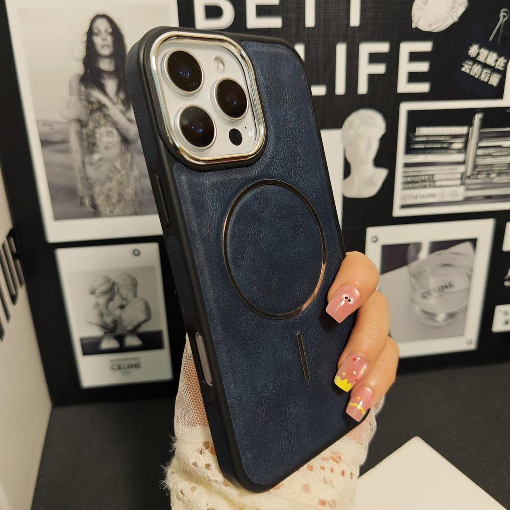 Premium Leather Magnetic iPhone 17 Pro Max Case - Anti-Slip, Drop-Proof Protective Cover Compatible with Apple iPhone 16