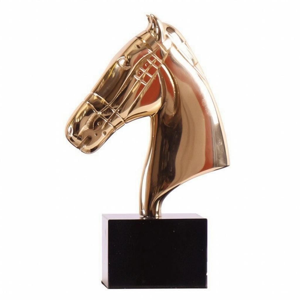 Horse Head Bust Modern Sculpture with Marble Base Traditional for Office