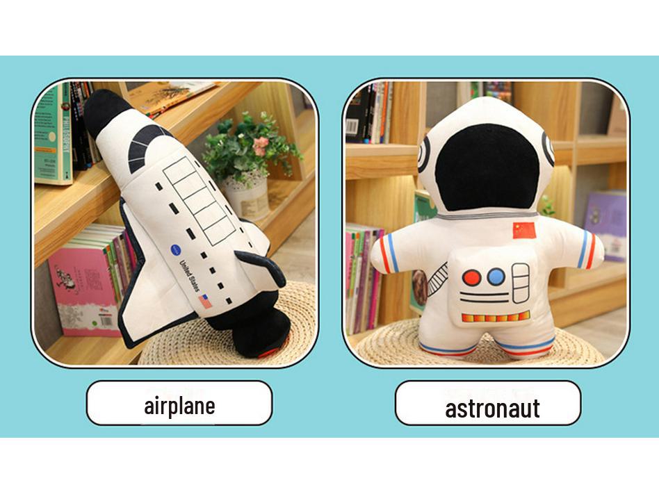 Jucărie de pluș cu pernă astronaută navă spațială - păpușă de dormit avion pentru băieți
