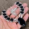 Black Spinel Gemstone Handmade 925 Sterling Silver Jewelry Necklace 18" KKG-435