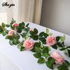 1PC Peony Flower Tea Flower Vine Green Plant Air Conditioner Pipe Decoration Rose Leaf Artificial Flower Vine Strip
