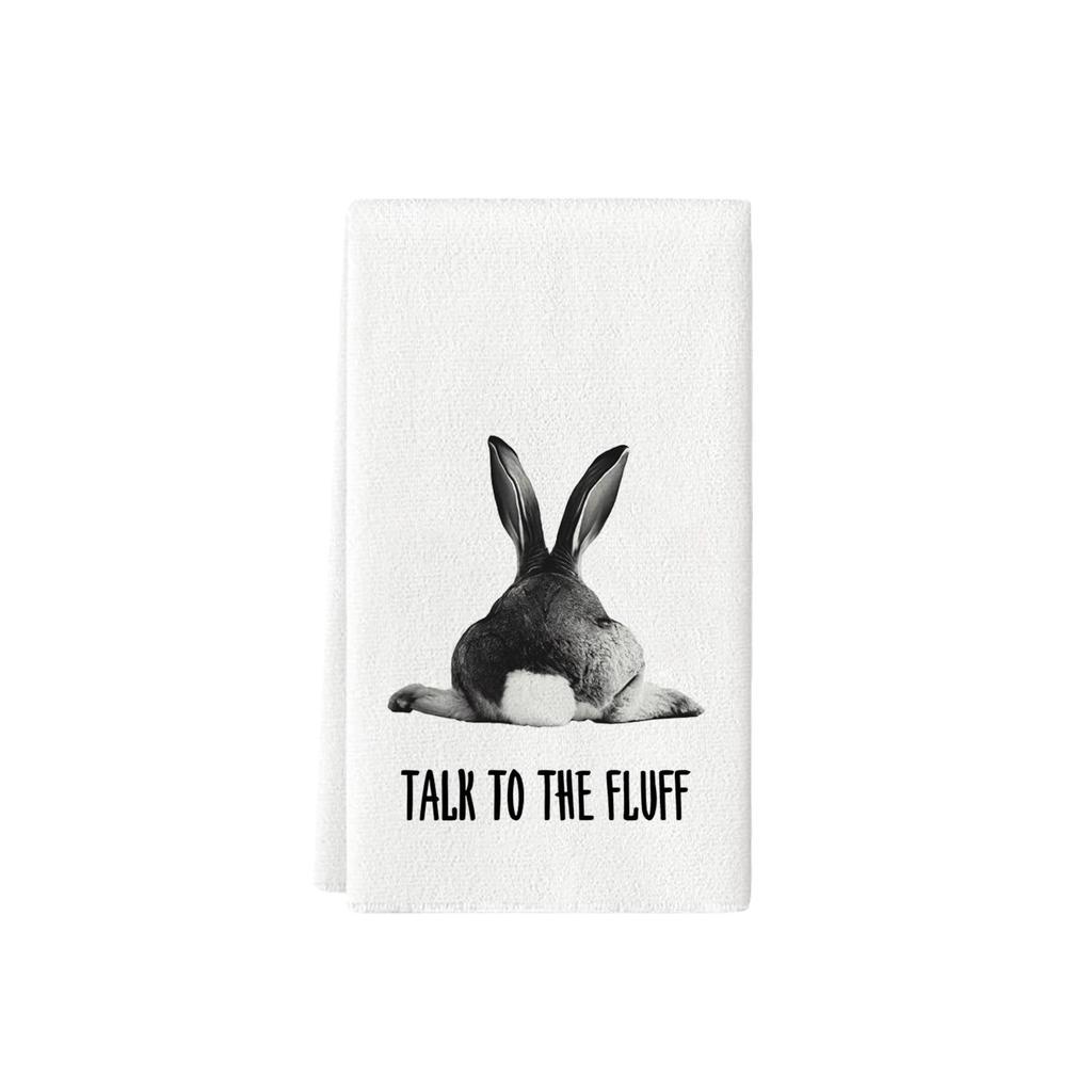 Easter Kitchen Towels with Watercolor Flowers, Rabbits, Eggs, and Tulips