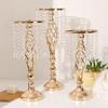 Fashion Crystal Candle Holder Golden Dinner Candlesticks Flower Vase Wedding Centerpiece