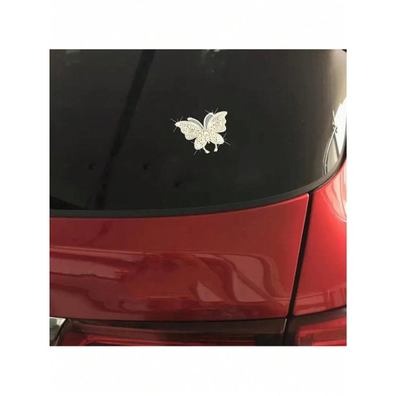 1 Stück Glänzende Schmetterling Autoaufkleber Sets - Kristall Strass Vinyl Aufkleber Für Frauen Und Mädchen, Glitzernde Auto Exterieur Accessoires