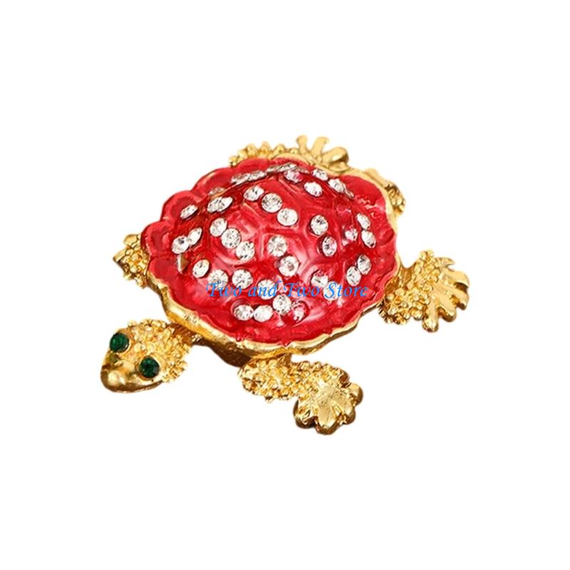 HX6F Portable Turtles Jewelry Storage Case With Locking Mechanism Metal Construction for Jewelry Protective Organization