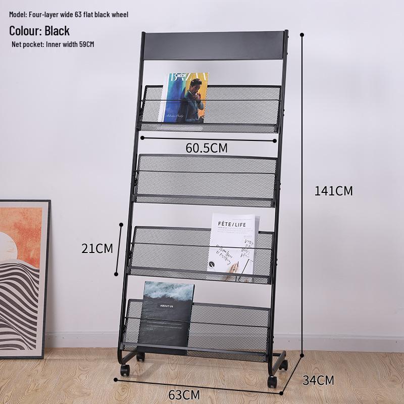 Floor Standing Magazine & Book Display Rack for Periodicals and Promotional Materials