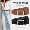 Minimalistischer Mattes Wildleder Leder Gürtel Damen Vintage Stil Dornschließe Bund Echte Rindsleder Verstellbar 105cm