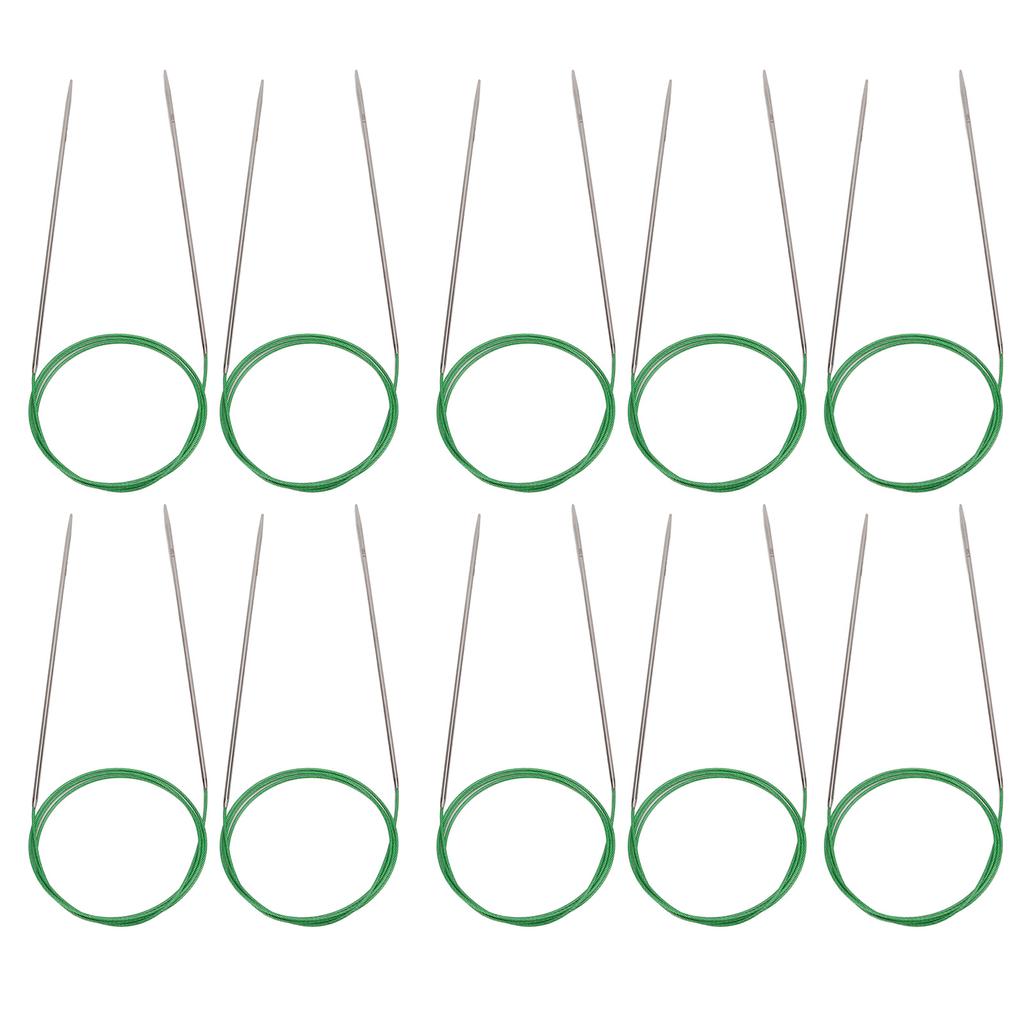10 Peças Agulha de Tricô Circular Multiuso 100cm 39in Comprimento Anel Aço Inoxidável Fio de Suéter Conjunto de Agulhas de Argola