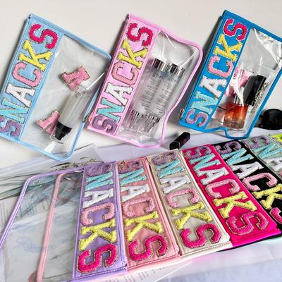 Průhledné PVC vyšívací látkové samolepky Cestovní vodotěsná kosmetická taška Kreativní náplast na dopisy Ruční organizér na make-up