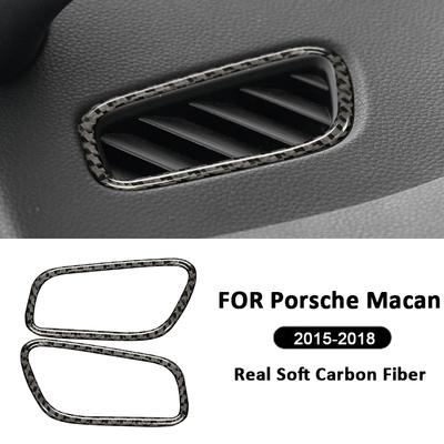 Pour Porsche Macan 2015-2018 Fibre de Carbone Panneau d'Instrument de Bord Gauche Droite Sortie d'Air Grille Cadre Décoration Intérieure Autocollant
