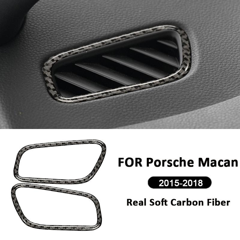 For Porsche Macan 2015-2018 Carbon Fiber Car Trument Panel Left Right Air Outlet Vent Trim Frame Interior Decoration Sticker