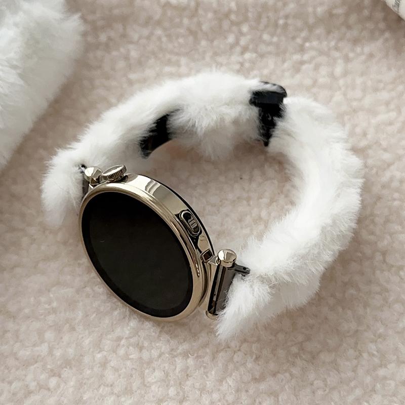 

20mm Universal Smart Watch Stylish Plush Wrist Strap Folding Magnetic Buckle Replacement Band White