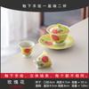 Guochao Hand-Painted Orchid Cover Bowl Two Cup Set Portable Cloth Bag Outdoor Tea Drinking High Value Light Luxury Travel Tea Set