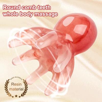 Testa di Polpo in Resina Massaggiatore per la Testa Raschiatura dei Meridiani Spazzola Massaggiante per il Cuoio Capelluto Agopuntura Spa Gua Sha Strumento per Massaggio Salutare