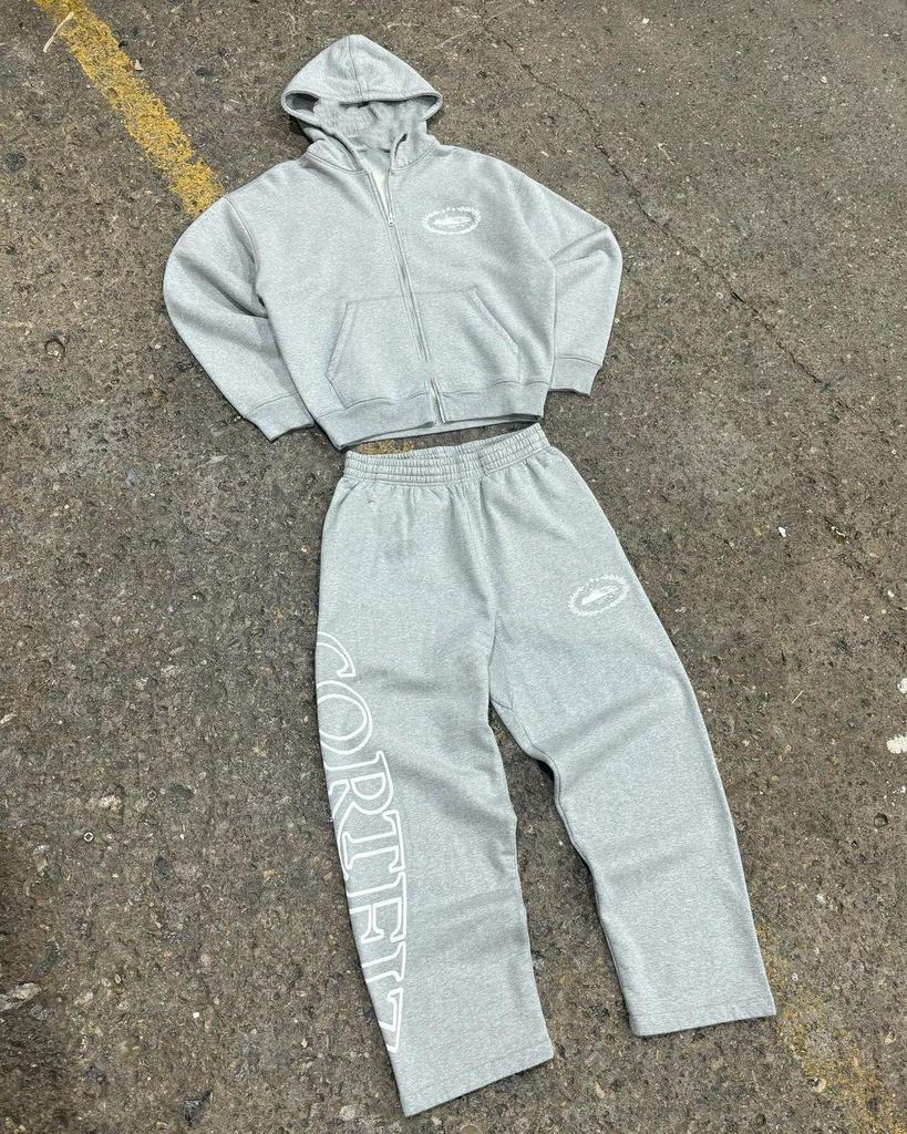 Trendy American Street Style Hoodie Jacket & Loose Sweatpants Set