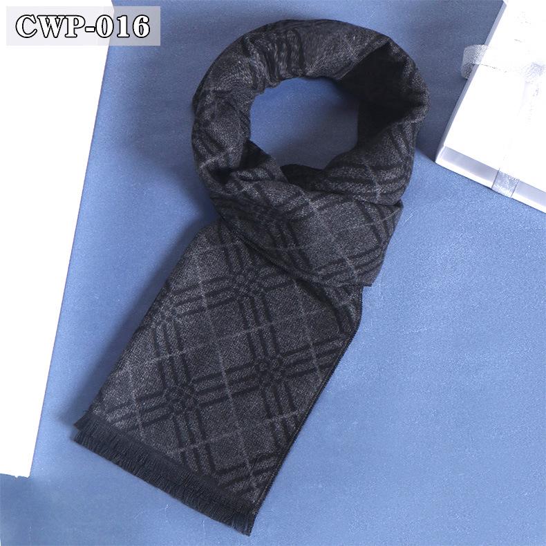 2025 Winter Men's Black Grey Plaid Imitation Cashmere Scarf