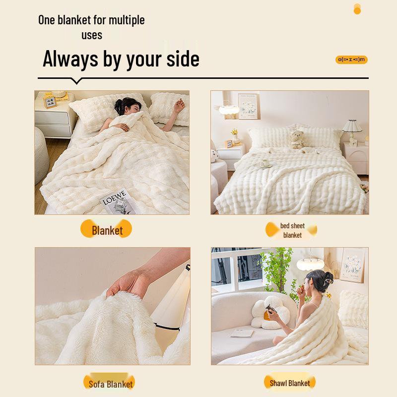 Verdickte Korallenfleece Kaninchen Plüschdecke für Bett und Büro