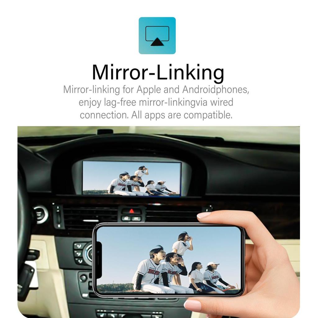 Sinairyu Wireless CarPlay Android Auto Retrofit Kit Mirror-Link Compatible For BMW 1 3 5 6 Series X5 E70 X6 with CCC System