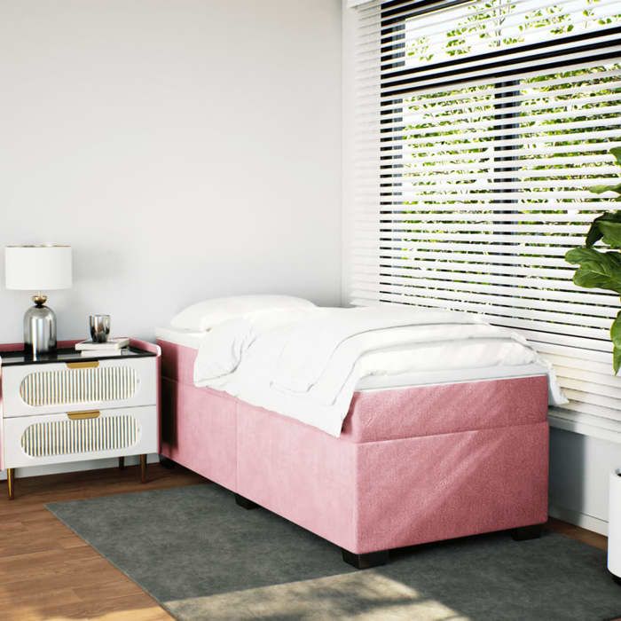 VidaXL Sommier à lattes de lit avec matelas Rose 100x200 cm Velours 3285268