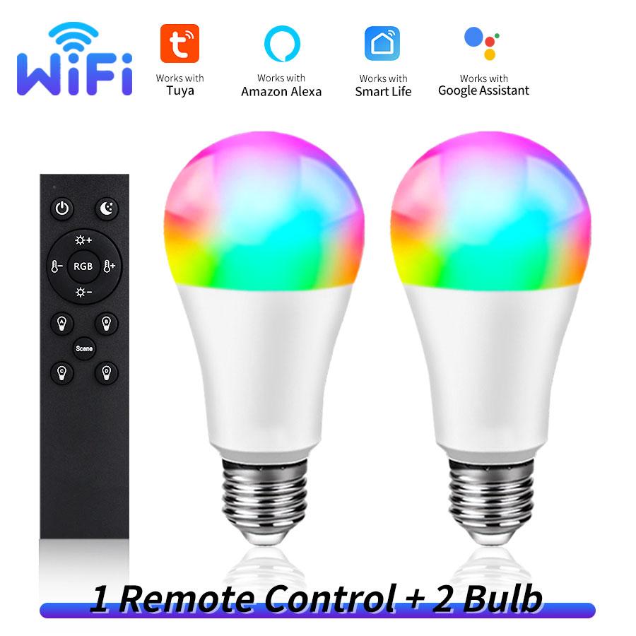 Wifi Led Light Bulbs E27 E26 110V 220V Tuya Smart Life Alexa Google Assistant RGB Lamp Ampoules 10W RF 2.4G Remote Group Control