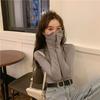 Women's Long-Sleeve T-Shirt: New Autumn/Winter Korean Style, High Neck, Slim Fit, Flattering with Ruffled Hem – Ideal Base Layer.