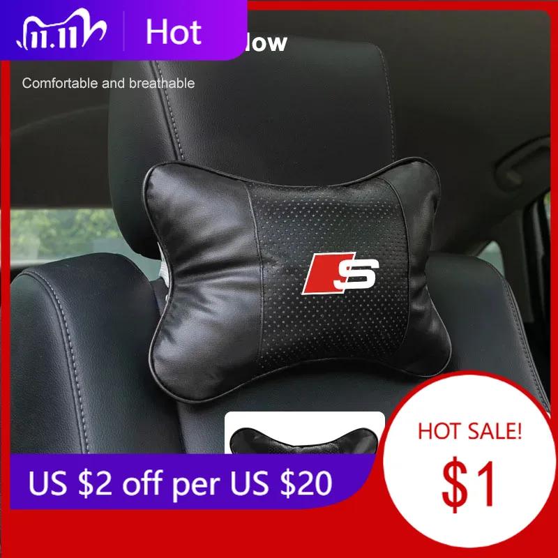 2025 Hot 1/2PCs Leather Car Interior Seat Headrest Neck Pillar Car Accessories For Audis Sline Quattro TT A1 A3 A4 A5 A6 A7 A8 Q