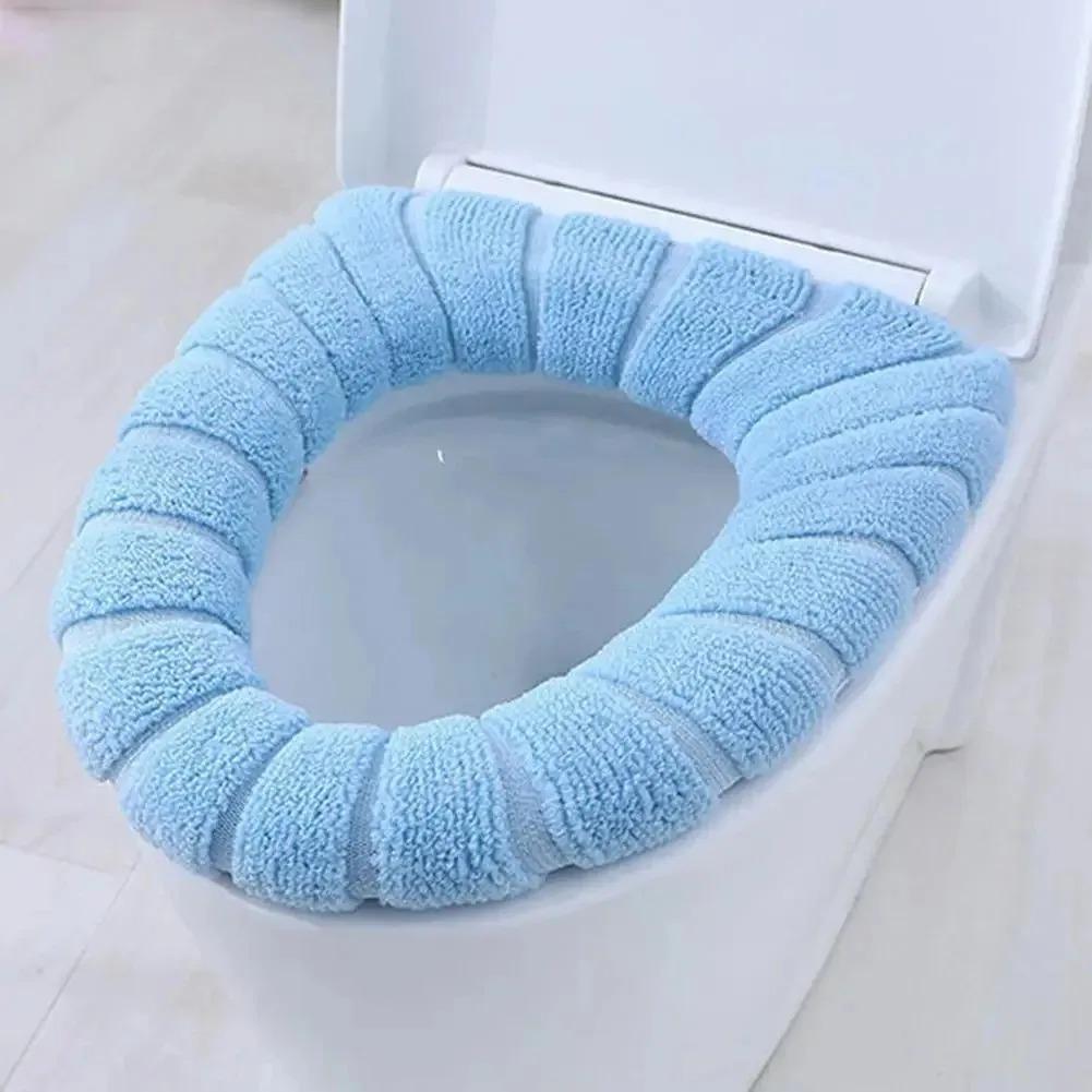 Knitting Pure Color Soft Pad Toilet Seat Washable Soft Thick Warm And Comfortable Pumpkin Shape Cover Closestool Mat Universal