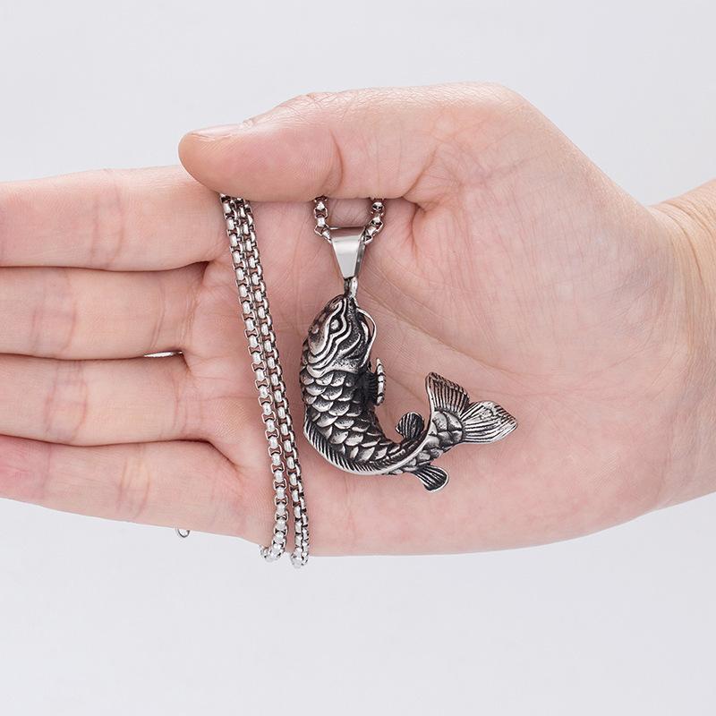 Necklace Men's Koi Carp Prosperity Every Year Fashionable Good Luck Trendy Personality Pendant