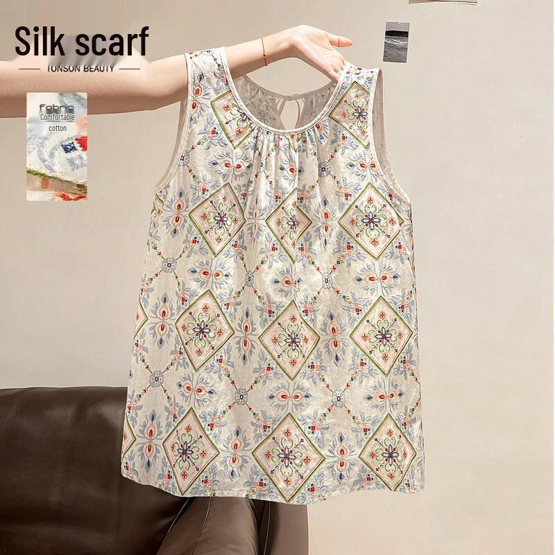 Sybyl She Embroidered Round-Neck Sleeveless Vest Top M
