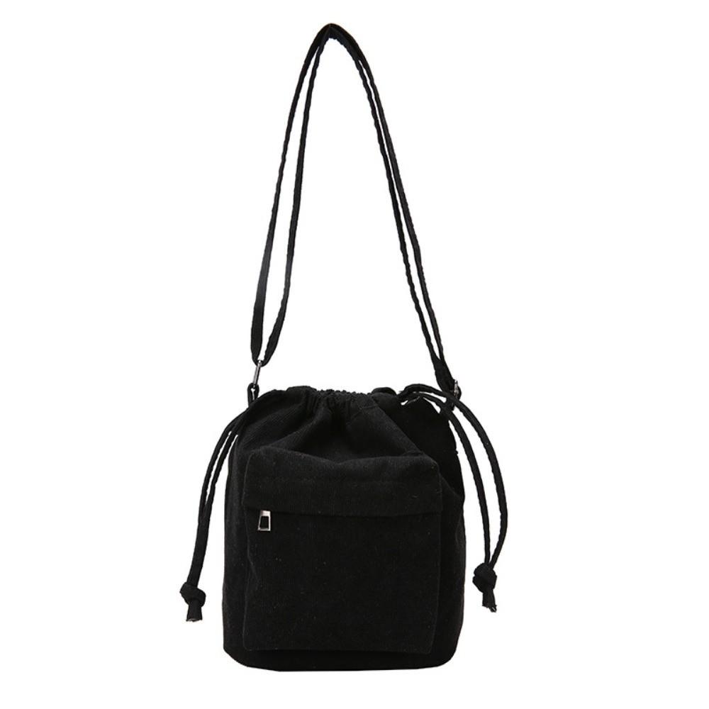 

Large Capacity Shoulder Bucket Bag Light Weight Drawstring Crossbody Bag Corduroy Women Bag Travel
