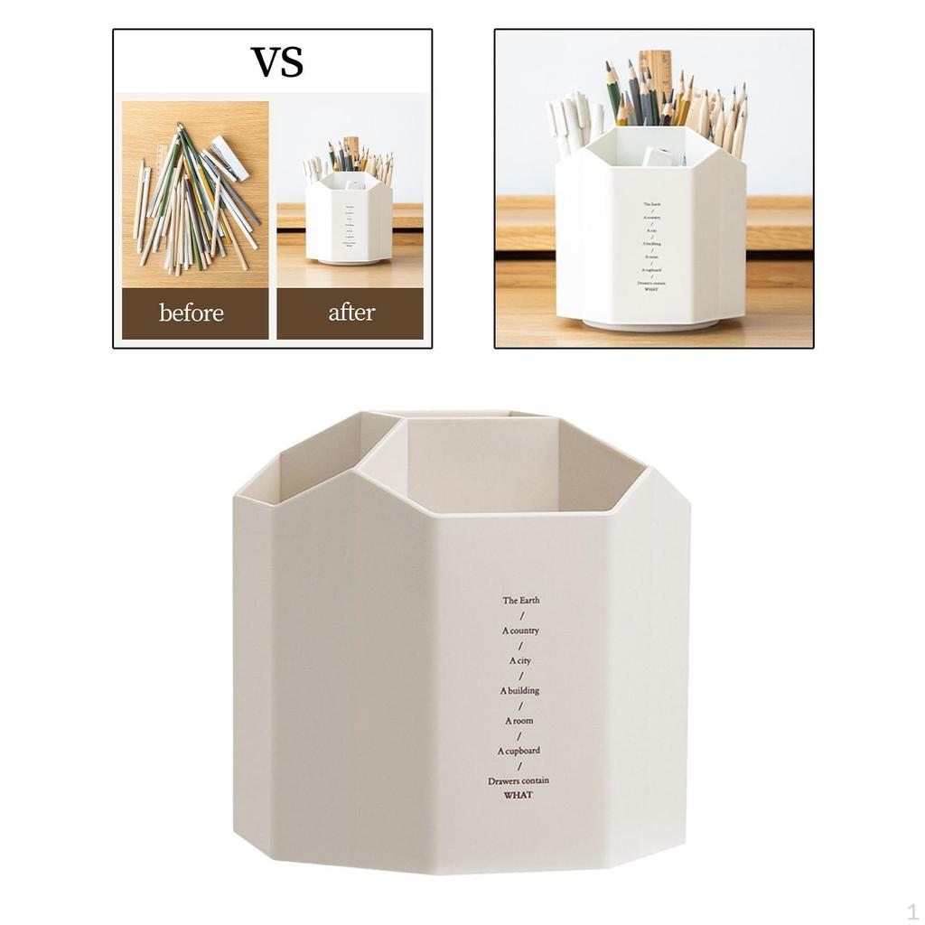 Creative Pen Holder Large Capacity Thick Plastic Durable Makeup Barrel for School Desktop