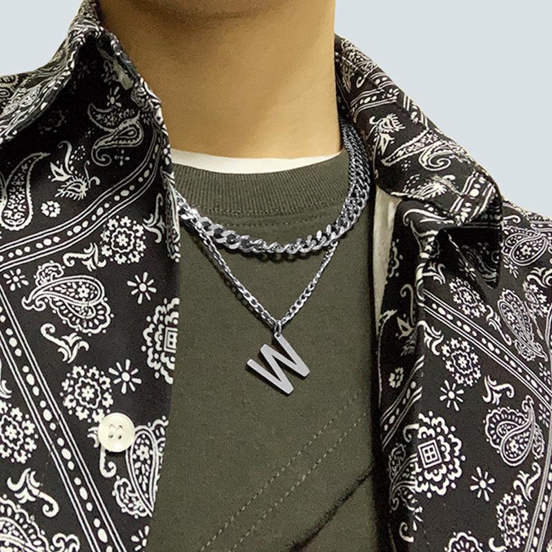 Ins Non Fading W Letter Double-layer Necklace, Personalized and Simple Collarbone Chain, Cool and Versatile Necklace, Trendy Accessory