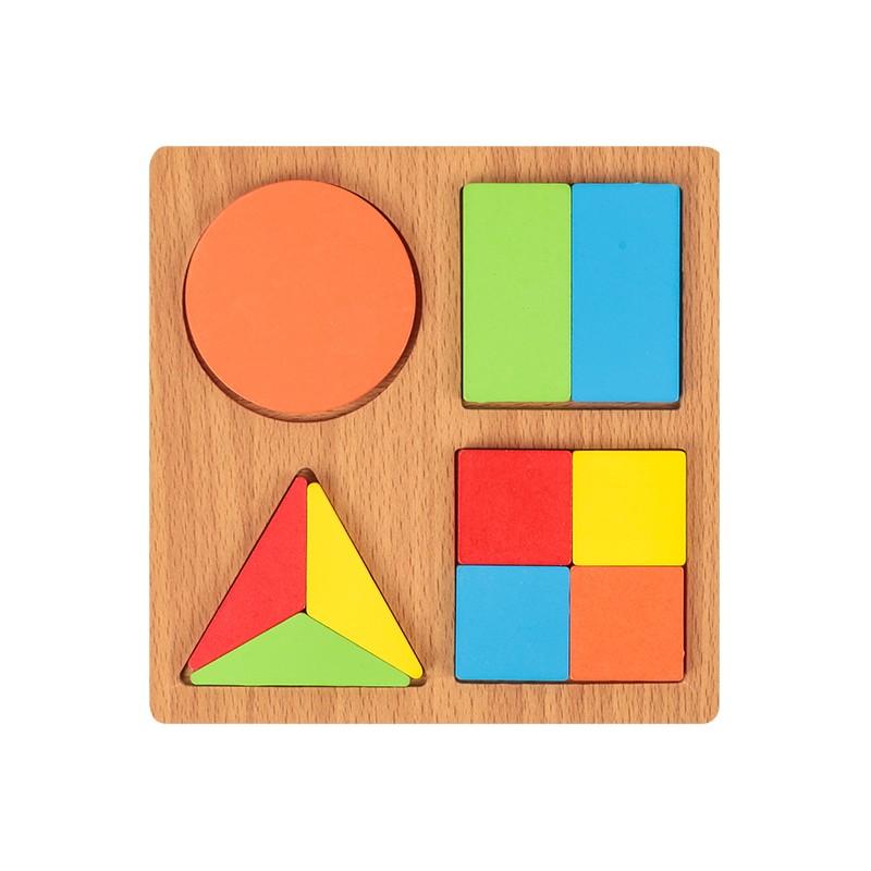Holzpuzzle Montessori 3D Geometrische Formen Brett für Kinder Vorschule Lern Lernspiel Farbe Erkennung Spielzeug für Kinder