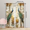 2pcs 2D Flat Gold Peacock Print Curtains – for Bedroom & Living Room   Multiple Sizes Available