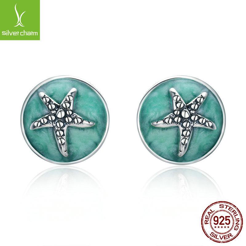 Starfish Stud Earrings For Women, Simple And Wonderful Stars S925 Sterling Silver Oil Drop Earrings Earrings.